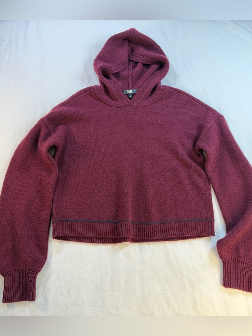 PAIGE Cashmere Hooded Sweater in Cherry Wine size Small